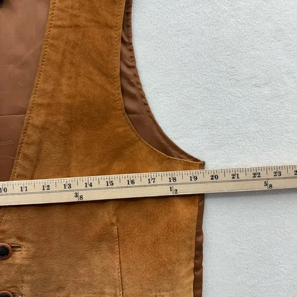 Wilsons The Leather Experts Mens Small Brown Suede Leather Vest Button Up - Picture 4 of 7